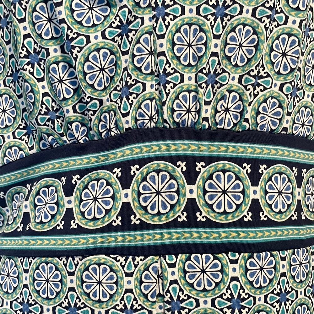 Max Studio Jersey Halter Dress Womens XL Blue Green Geo Print Sleeveless Midi - Picture 4 of 11